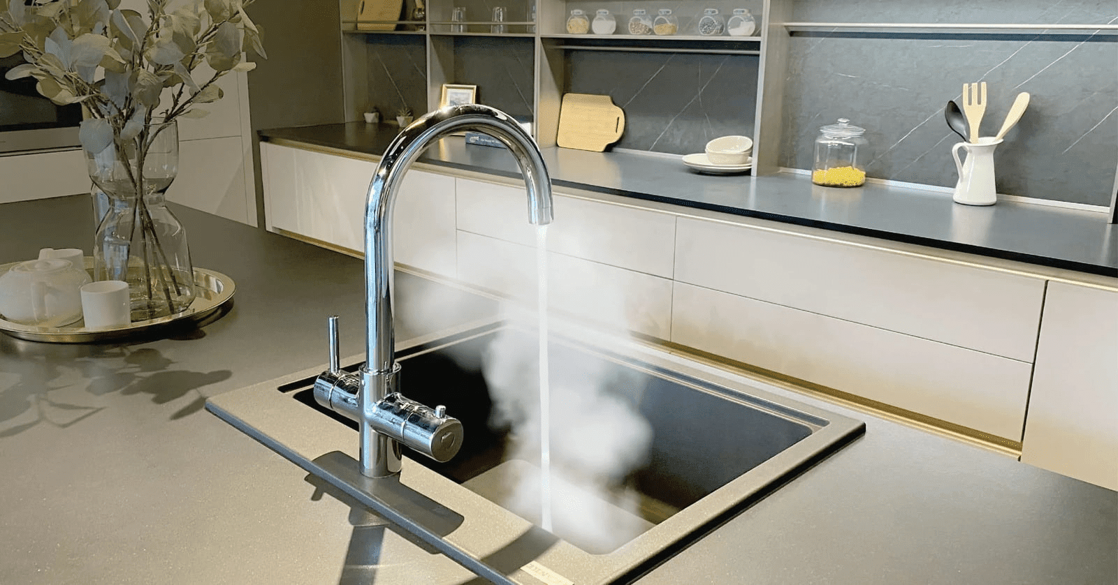 A Intrix boiling water tap installed in a kitchen.