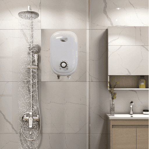 The e-cotherm tankless water heater built for a hotel shower.