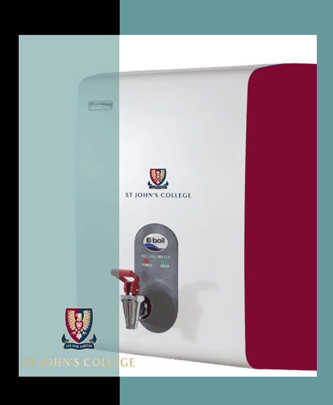 A customised BlueWave Instant Boiling Water Dispenser installed at St John's College