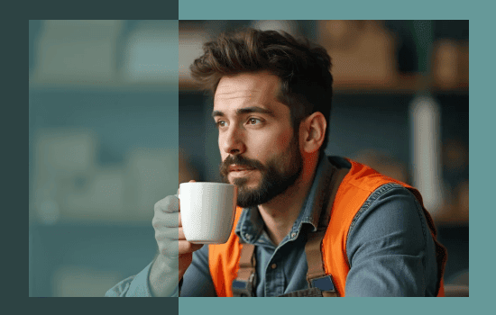 A logistics-industry staff member enjoy a coffee break