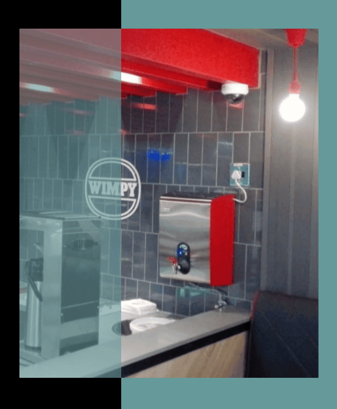 A customised BlueWave Boiling Water Dispenser installation at Wimpy