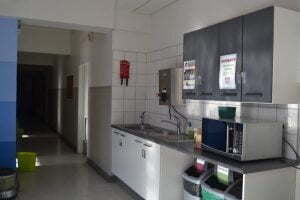 A kitchen fitted with a wall mounted Hyrdoboil water heating unit