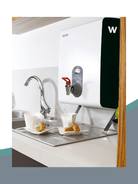 A BlueWave boiling water dispenser customised for Woolworths