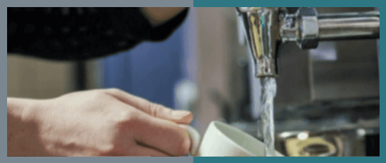 The Parisi E-Bev Boiling Water Dispenser pouring boiling water into a cup