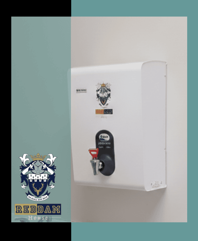 A customised BlueWave Instant Water Dispenser installed at a Reddam House campus