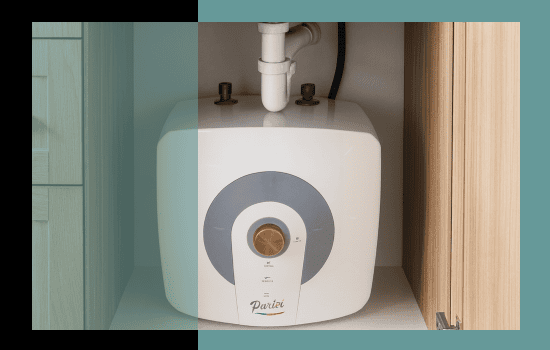 An image of the Parisi Mini Geyser installed under a kitchen sink