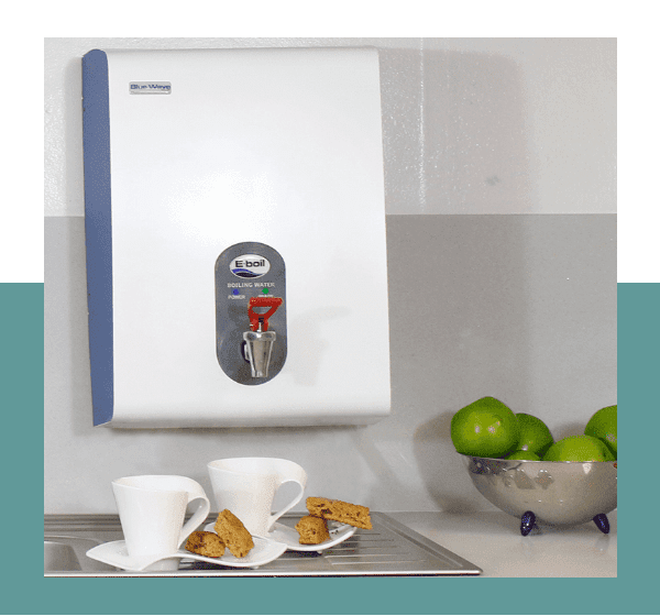 A BlueWave instant boiling water dispenser manufactured by E-Boil Systems